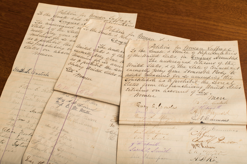 Petition for Woman Suffrage to the US Senate and House of Representatives in Congress Assembled, 1876-1878. Photo by J. Adam Fenster, courtesy the University of Rochester.